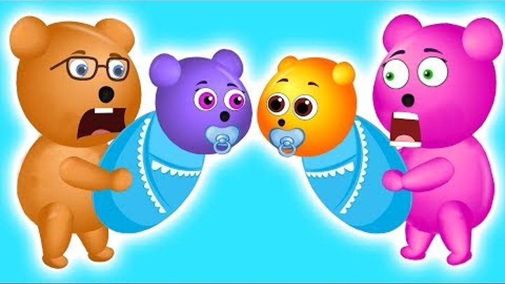 Mega Gummy Bear Mixed Up Their Baby Strollers | The Finger Family Cartoon for Children
