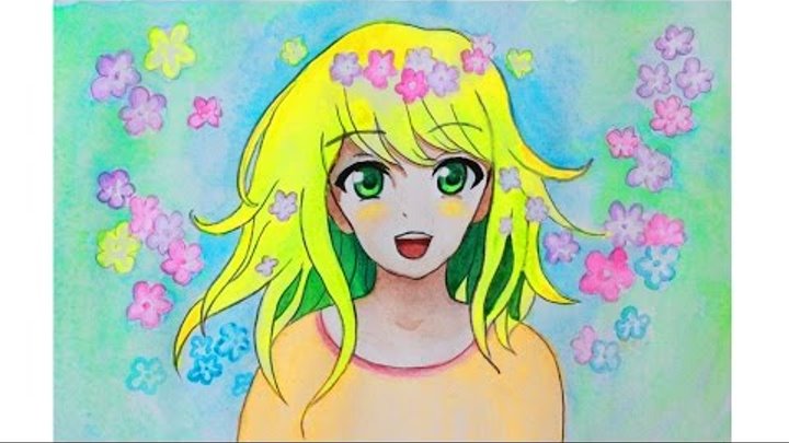 Уроки рисования. Как нарисовать весеннюю девочку АНИМЕ How To Draw Girl Anime/Manga