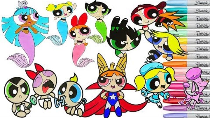 Powerpuff Girls Coloring Book Compilation Rowdyruff Boys Bubbles Blossom Buttercup Bliss PPG vs RRB