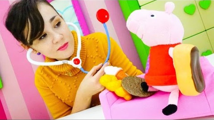 Игры для детей – больничка и клиника для игрушек. Игрушка Свинка Пеппа. Аллергия на сладкое