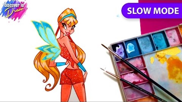 Winx Club drawing ★how to draw Stella ★ Slow mode