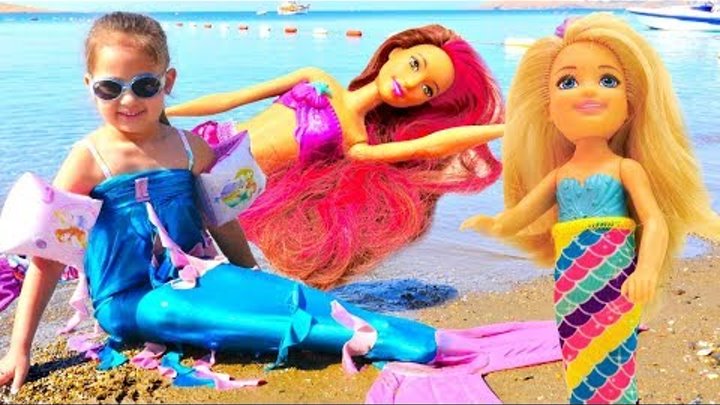 Барби русалки плавают в море! Мультики для девочек