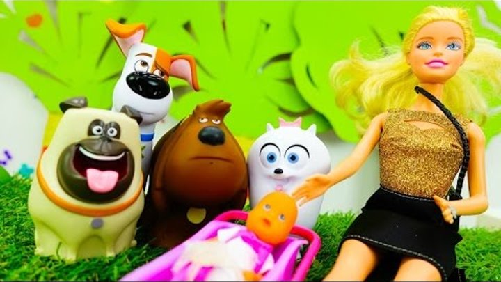 БАРБИ для девочек (BARBIE) и Герои мультфильма «Тайная жизнь домашних животных»: уход за ребенком.