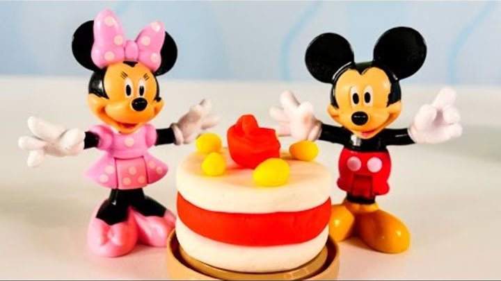 Микки и Минни Маус пекут торт Play Doh. Готовимся к приходу гостей. Видео для детей.