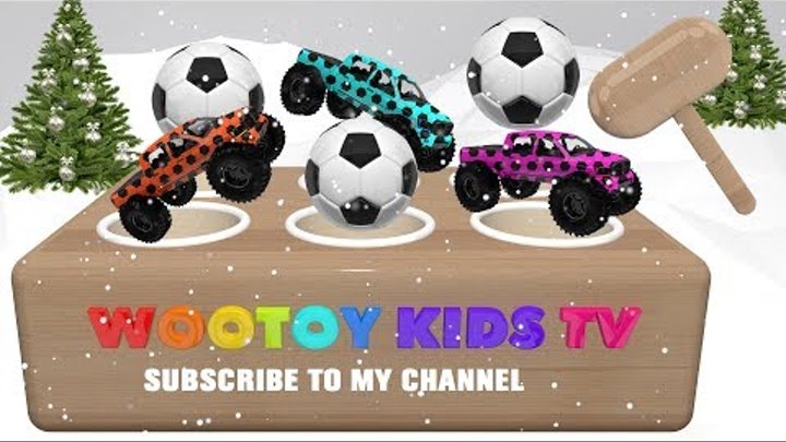 Colors for Children Learn with Soccer Balls Wooden Hammer Monster truck Educational Toy Kids Learnin