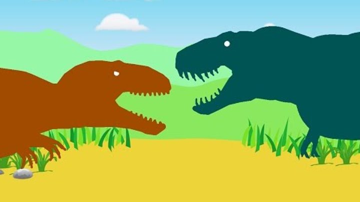 Веселые Динозаврики. Тираннозавр Рекс против Кархародонтозавра. Динозавры мультфильм
