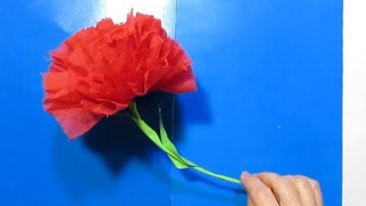 Сделать Красную Гвоздику Оригами из бумаги цветы легко из салфеток поделки с детьми своими руками