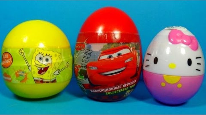 Disney Pixar CARS surprise egg HELLO KITTY surprise egg SpongeBob surprise egg for Kids For BABY