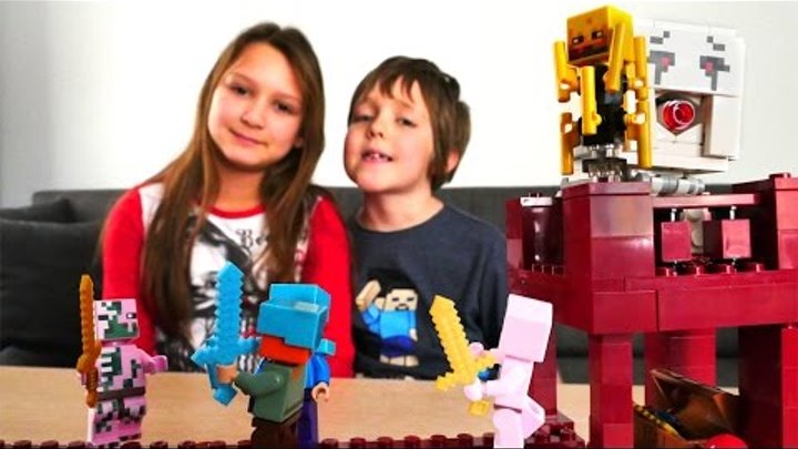 ЛЕГО Майнкрафт. Видеоблогеры Адриан и Милада собирают Майнкрафт АД. Minecraft Lego Nether