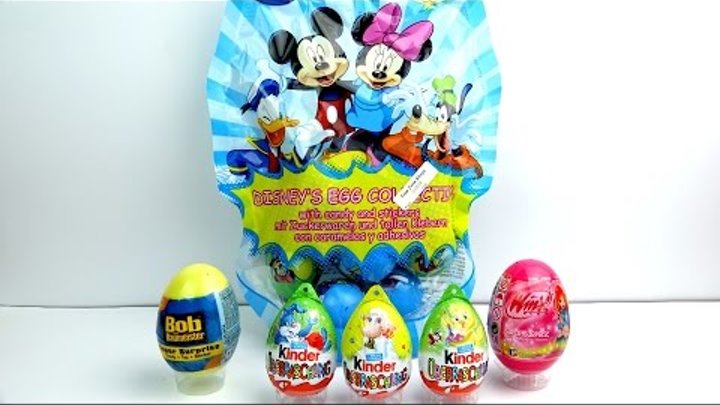Яйца с сюрпризом Disney Киндер сюрпризы Микки Маус Бархатные ёжики Винкс Клуб