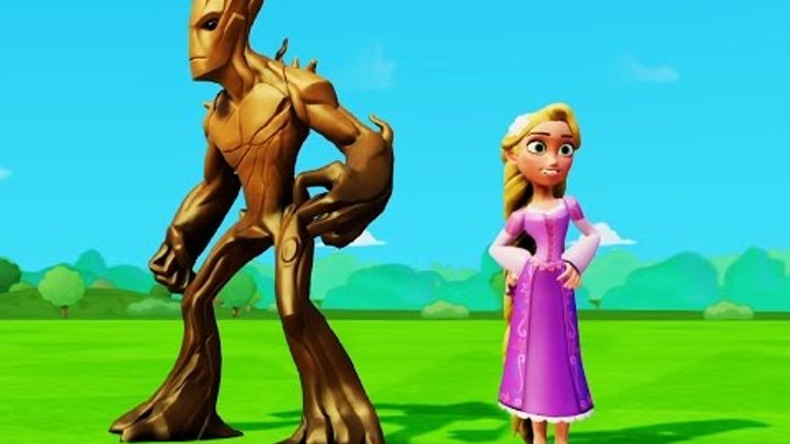 Мультик игра для детей приключения Рапунцель и Грут и гонки с Тачки машинки Дисней Rapunzel & Groot