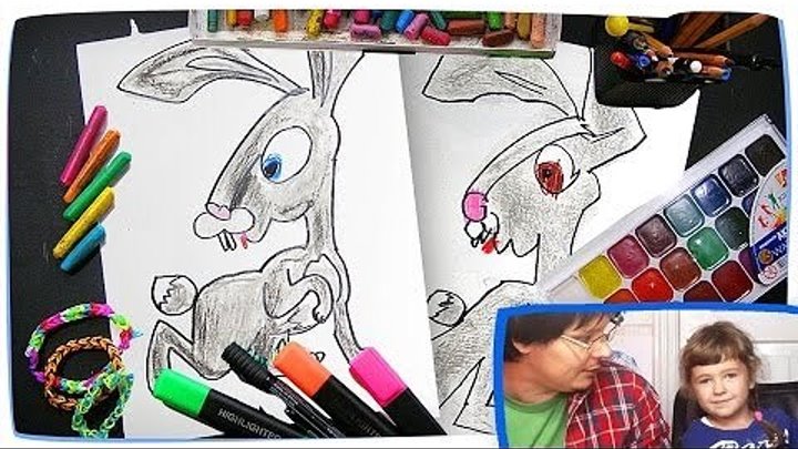 Раскраска для детей Маша и Медведь | Как рисовать зайца | Развивающий урок рисования - раскраска