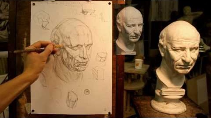 Обучение рисунку. Портрет. 12 серия: построение головы римлянина и общие вопросы построения