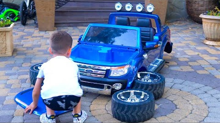 Funny BABY play Magic Toys LEGO Unboxing and Assembling FORD Ranger Tema ride on Power Wheel car