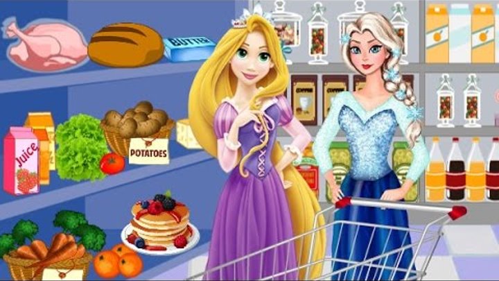 Дисней Принцесса Игры—Рапунцель Эльза в супермаркете—Мультик Онлайн Видео Игры Для Детей 2015