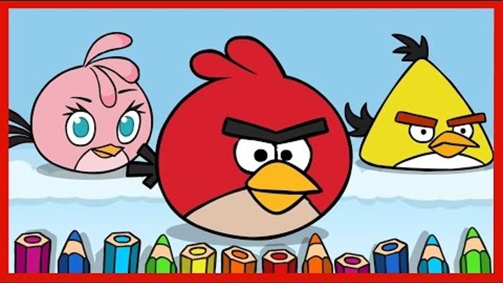 Рисуем Энгри Бердз. Draw Angry Birds. Злые птицы: Ред, Стелла,Чак. Red, Stella, Chuck.