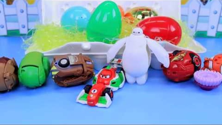 Disney Hatch Em ❤ Heroes Surprise Toys & Eggs Opening With Disney Cars Mater, Inside Out, Toy Story