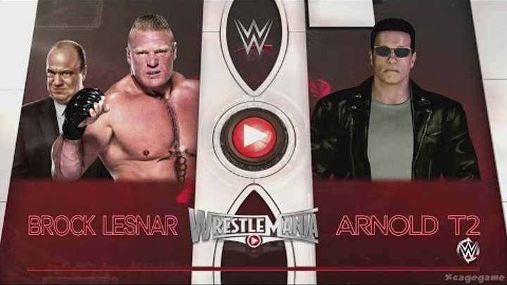WWE 2K16 - Brock Lesnar vs Arnold The Terminator Schwarzenegger - Full Gameplay [ 60fps 1080p ]