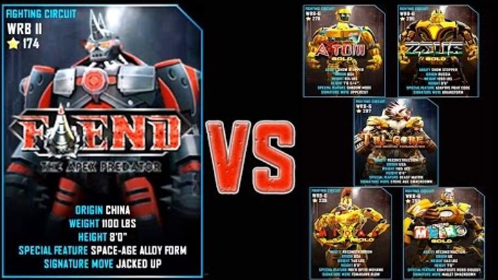 Real Steel WRB FINAL Fiend VS GOLD ROBOTS Series of fights NEW ROBOT (Живая Сталь)