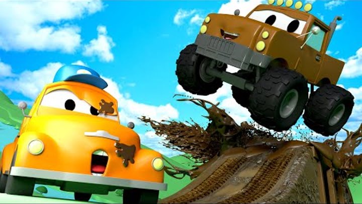 Монстр-трак Марли - Автомойка Эвакуатора Тома в Автомобильный Город 💧 детский мультфильм