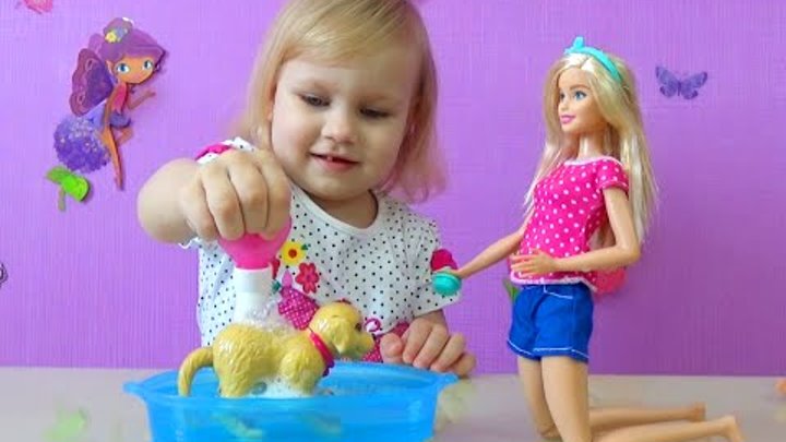 Барби с бассейном и собачкой Развлечение для детей Barbie with pool and dog Fun for kids