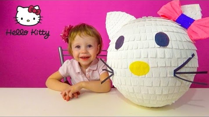 Очень большой киндер сюрприз Хелло Китти Распаковка игрушки Hello Kitty