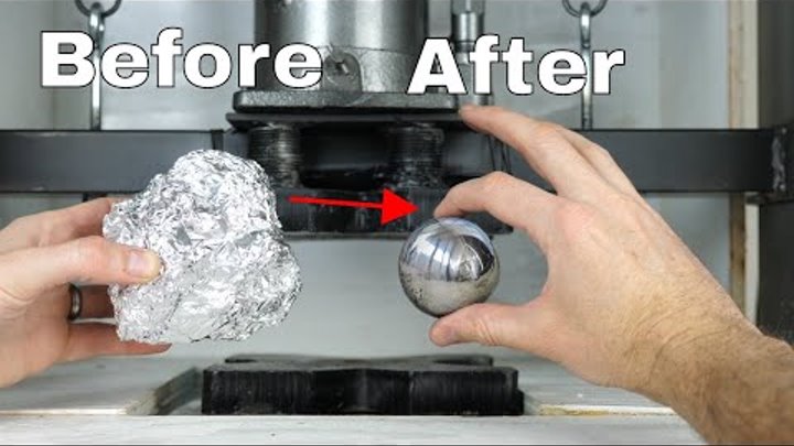 Mirror-Polished Japanese Foil Ball Challenge Crushed in a Hydraulic Press-What's Inside?