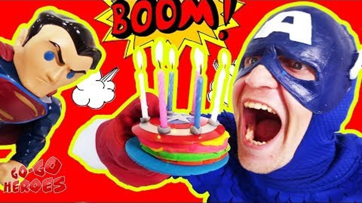 День рождения КАПИТАНА АМЕРИКИ! Праздник для супергероев Флэш Бэтмен Супермен Супергерои для детей