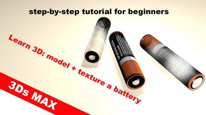 my 3d modeling tutorial - 3d modeling, texturing a battery in 3d from scratch(step-by-step)