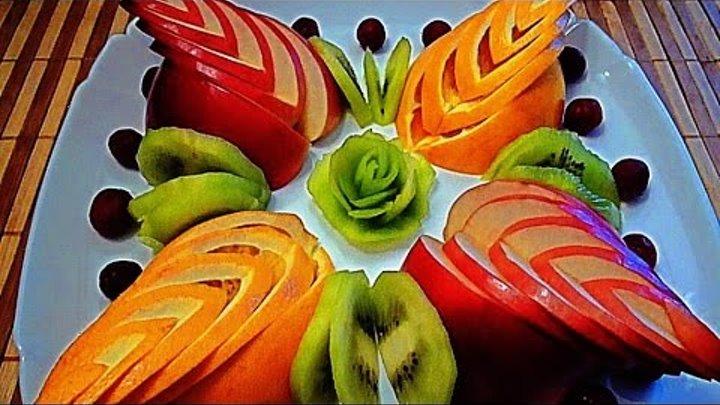 5 Лайфхаков Как красиво нарезать фрукты Как красиво оформить стол Украшения из фруктов