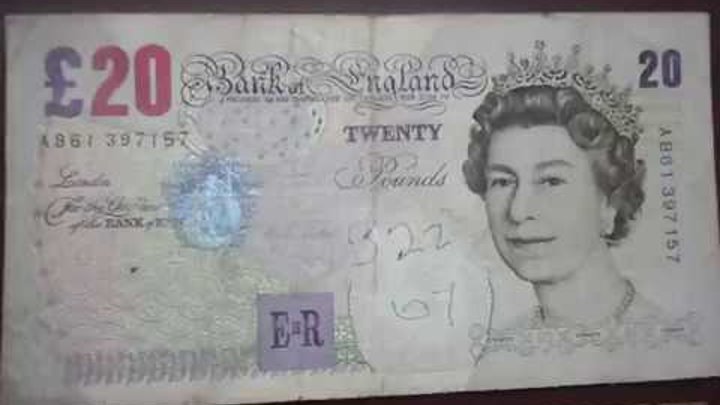 20 фунтов Великобритании 1999 года выпуска.