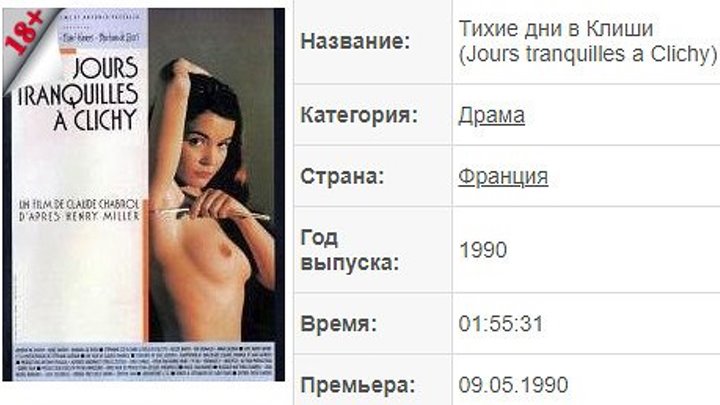 Тихие дни в Клиши фильм 1990 эротика.18+