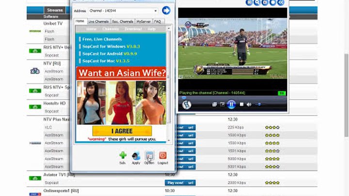 How to watch (Stream) any football match in the world with Sopcast (Wiziwig) in HD