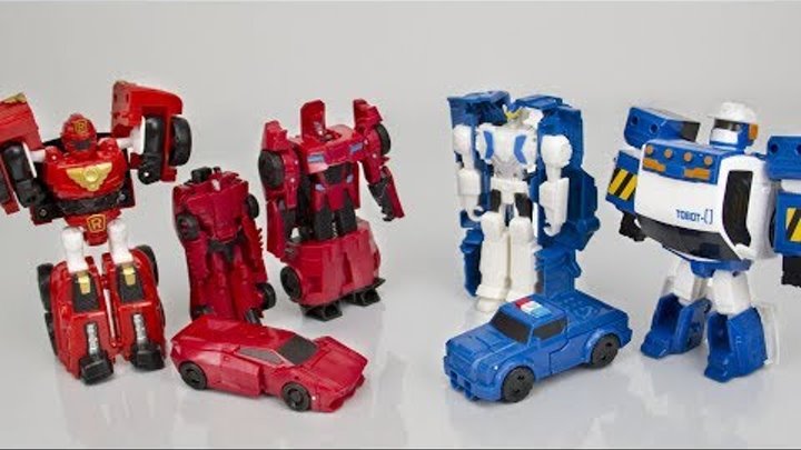 Красные роботы против Синих роботов. Игрушки Трансформеры.