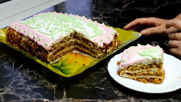Простой медовик с пышными коржами + простое украшение торта