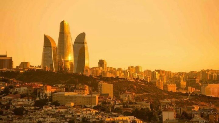 Рассвет над Баку Доброе утро Азербайджан - Sabahınız xeyir,Azerbaydjan