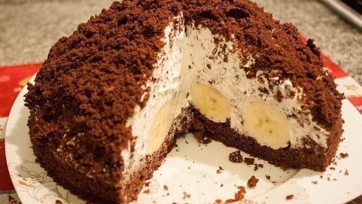 Рецепт торта 'Крот' (или 'Норка крота') - Шоколадно-банановый торт