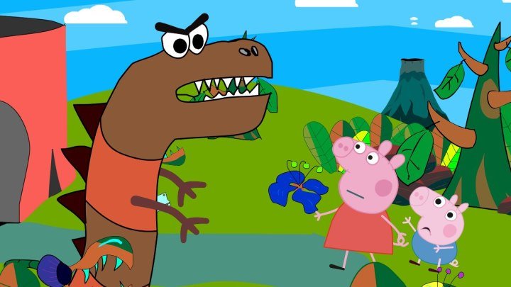Свинка Пеппа и Джордж убегают от динозавров.Свинка пеппа на русском. Peppa Pig