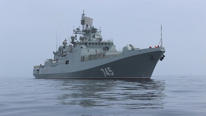 Кадры пуска ракет «Калибр» с фрегата «Адмирал Григорович»