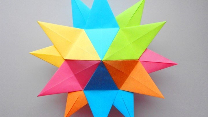 Новогодняя оригами звезда из бумаги Елочные украшения