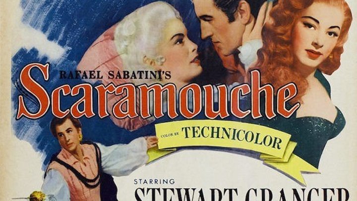 Scaramouche 1952 with Stewart Granger, Eleanor Parker, Janet Leigh, and Mel Ferrer.