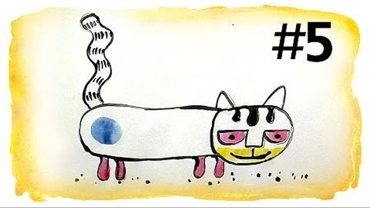 Как я рисую 5 веселых Кошек. РыбаКит.