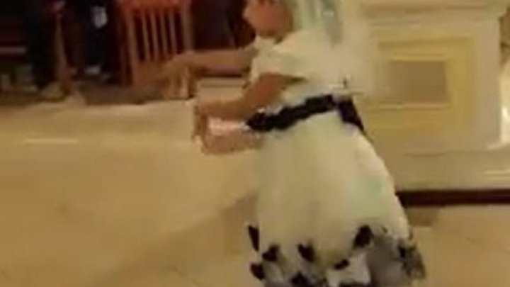 Девчушка танцует на свадьбе!