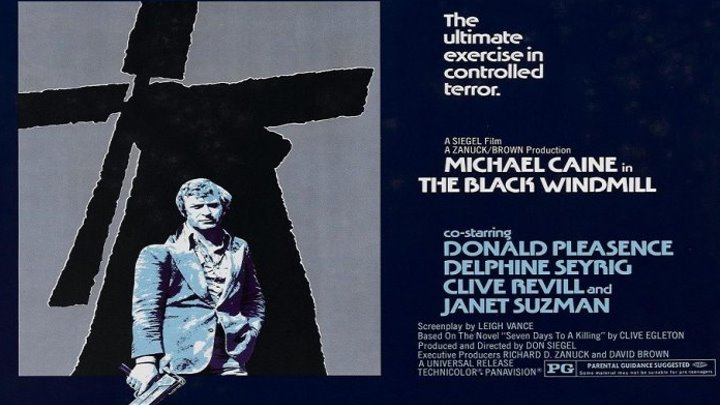 ASA 🎥📽🎬 The Black Windmill (1974) a film directed by Don Siegel with Michael Caine, Donald Pleasence, Delphine Seyrig, Clive Revill,