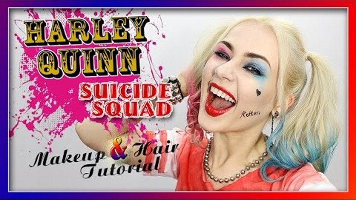 ♠ Harley Quinn Suicide Squad Makeup & Hair Tutorial ♣ Харли Квинн ♦ Отряд Самоубийц ♥ Margot Robbie