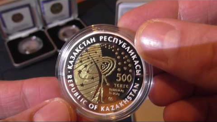 Биметаллические монеты,серебро+ тантал, серия космос 500 тенге, Республика Казахстан.