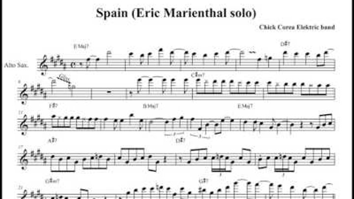 Eric Marienthal Alto Solo Transcription on Spain - Live At Montreux 2004 (Updated version)