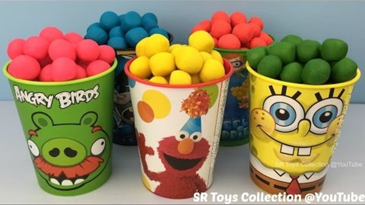 Angry Birds Elmo SpongeBob Batman Surprise Cups with Toys Peppa Pig Mini World & Kitty in my Pocket