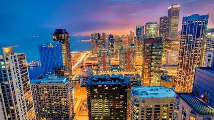Автопробег по США:"Сиэтл-Нью Йорк", 2016. Ночной Чикаго с высоты 94-го этажа,314 метров