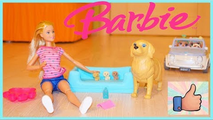 Распаковка игрушки BARBIE Собака рожает! Новая кукла с собакой и щенками Беременная собачка у БАРБИ